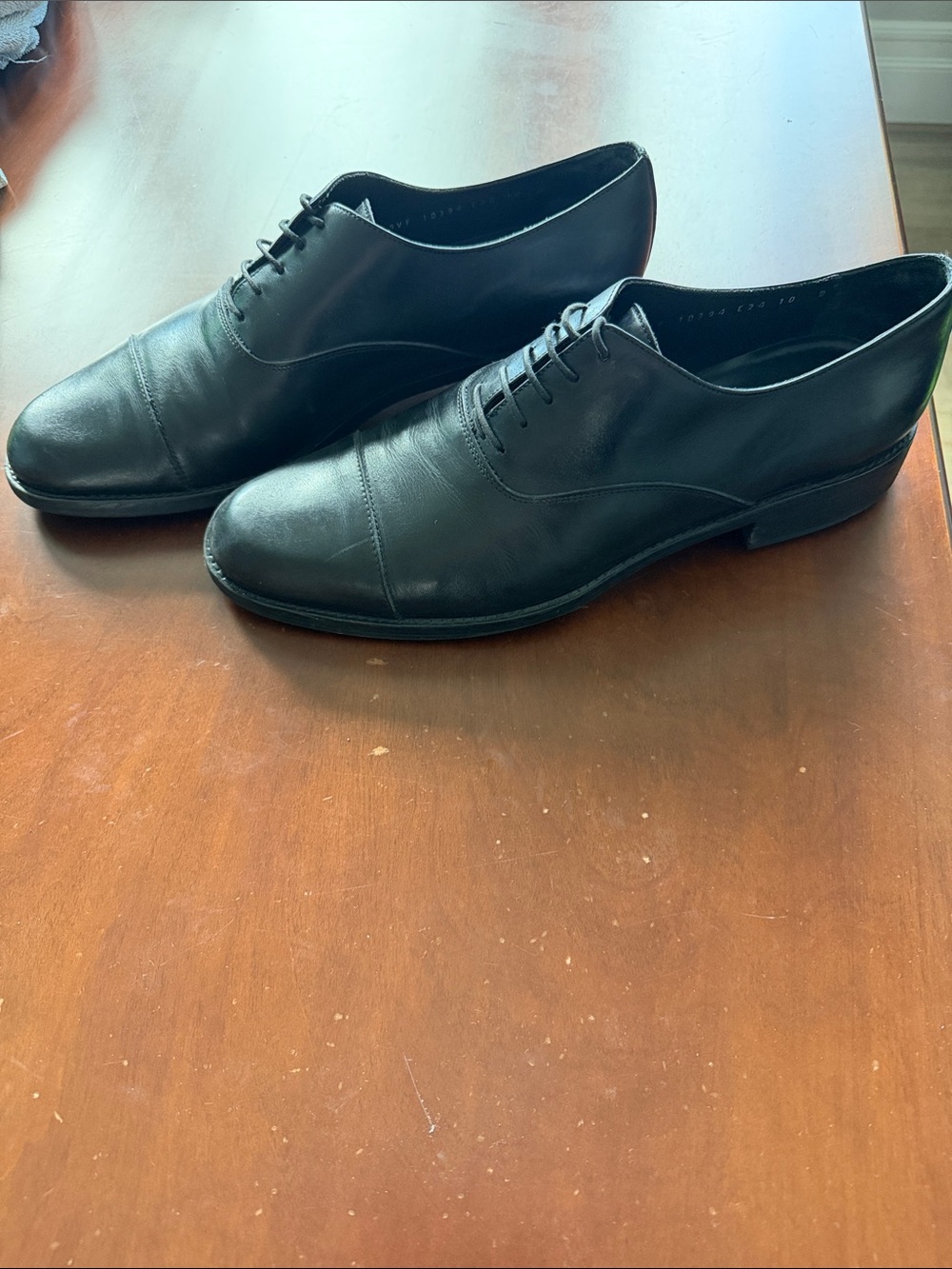 Salvatore Ferragamo Black Cap-Toe Leather Oxfords - Picture 3 of 5